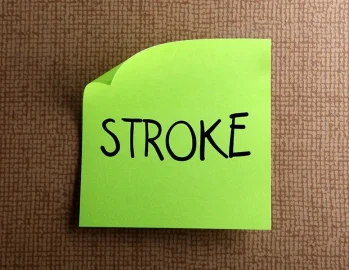 Post-it note with the word "Stroke" on it